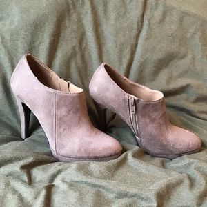 Taupe suede-like ankle booties